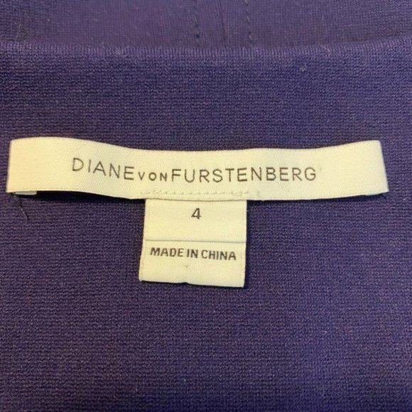 DVF Diane Von Furstenberg Dress 4 Sheath Purple Cap Sleeve Career Office - Picture 9 of 12
